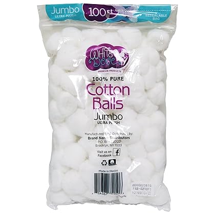 White Dove Cotton Balls, Pure Cotton, 100 Ct (3 Pack)