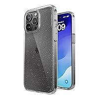 Speck Clear iPhone 15 Pro Max Case - Slim, Drop Protection - Scratch Resistant, Anti-Yellowing, 6.7 Inch Phone Case - GemShell Clear/Platinum Glitter