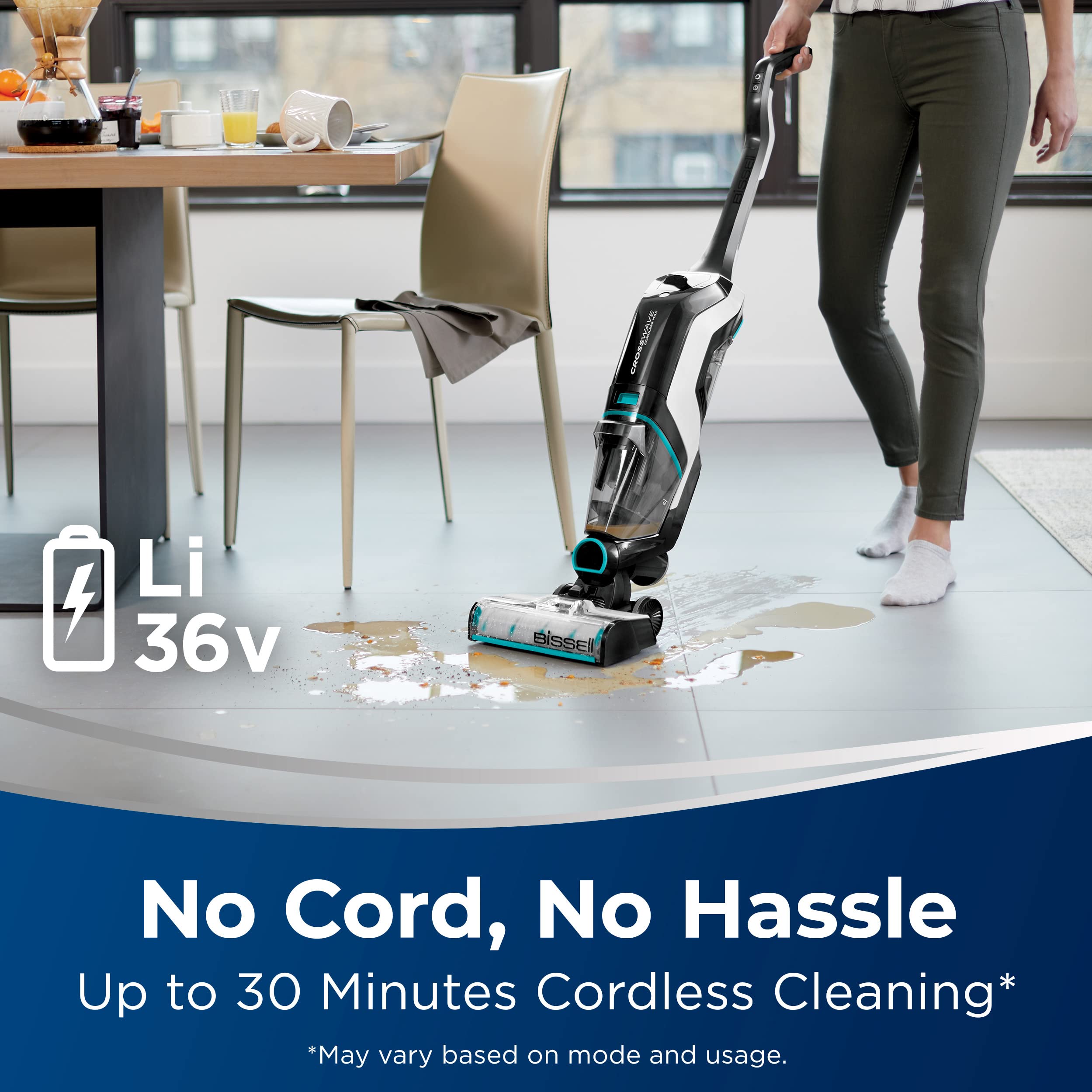 BISSELL CrossWave Cordless Max All in One Wet-Dry Vacuum Cleaner and Mop for Hard Floors and Area Rugs, Black, 2554A