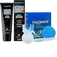 Cali White Charcoal Toothpaste & Whitening Kit, Made in USA from Organic Coconut Oil, Natural Teeth Whitener, Vegan, Fluoride-Free, Sulfate-Free, Black Tooth Paste, Mint (4oz)