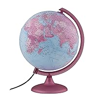 Waypoint Geographic Pink Continental Globe, Acrylic World Globe with Stand, 10” Illuminated Globe with Pink-Shaded Landmass and Blue Ocean, for Small Desks and Bed Side Stands