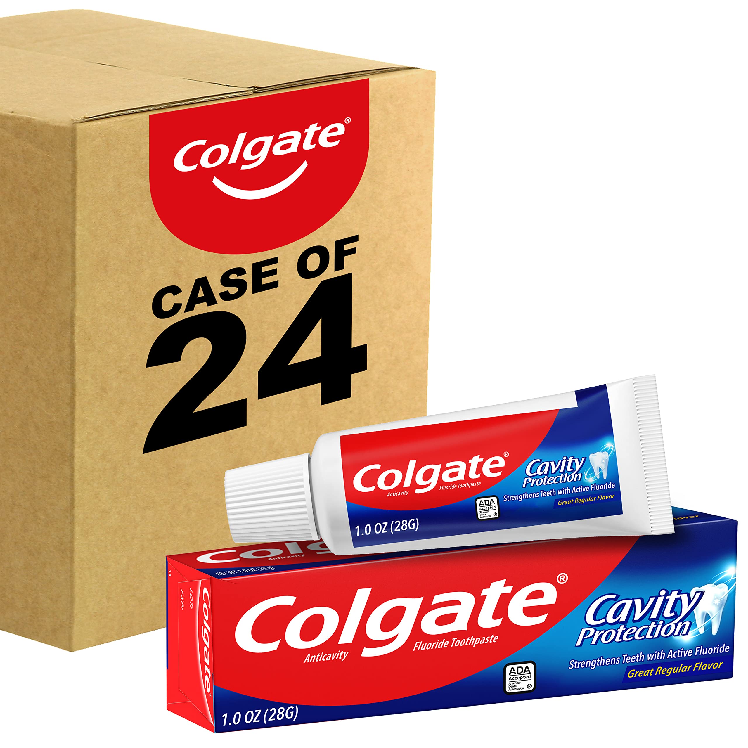 Colgate Cavity Protection Toothpaste with Fluoride, Great Regular Flavor, 1 Ounce (Pack of 24)