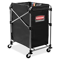 Rubbermaid Commercial Products, Collapsible X Cart - Transport Laundry, Supplies and Groceries, Commercial Industrial Laundry Cart with Wheels, Steel, 4 Bushel (150 L), 24