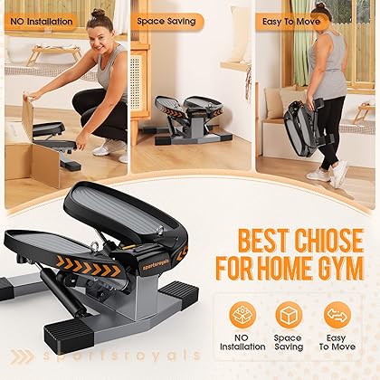 Sportsroyals Stair Stepper with Resistance Band and Vertical Climber Exercise Machine for Home, More Than 300lbs Weight Capacity