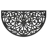 Wrought Iron Rubber Door Mat, Ironworks - 18 Inch Width, 30 Inch Length - Durable, Easy to Clean & Decorative Outdoor Welcome Mats - Heavy Duty for All Weather - Doormat Traps Dirt, Debris, & Mud