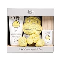 Sun Bum Baby Bum Duke’s Sunscreen Gift Set | Travel Sized SPF 50 Mineral Sun Protection Lotion and Face Stick for Sensitive Skin with Duke Knit Toy | Fragrance Free | Gluten Free and Vegan, Yellow