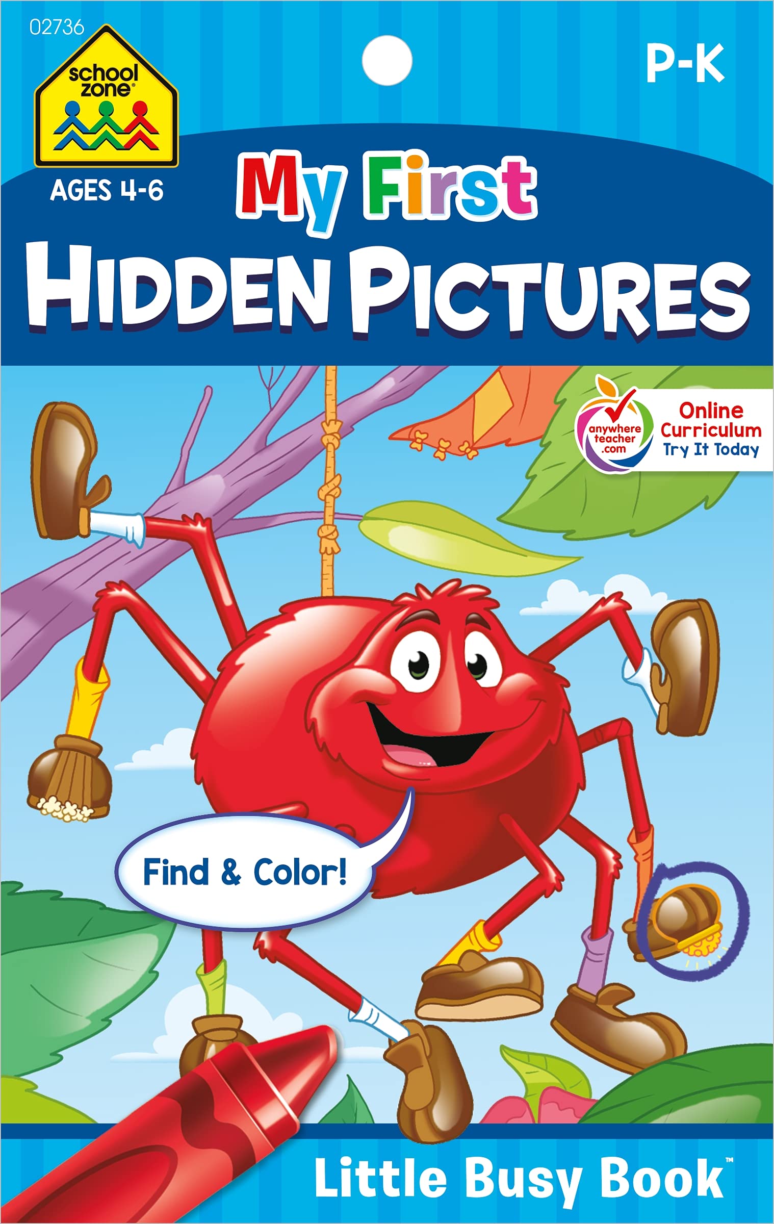 School Zone - My First Hidden Pictures Workbook - Ages 4 to 6, Preschool to Kindergarten, Activity Pad, Search & Find, Picture Puzzles, Coloring, and More (School Zone Little Busy Book™ Series)