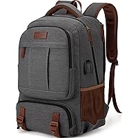 Tzowla Canvas Laptop Backpack, Bag for Men Women,Travel Work Rucksack Fits 17.3 Inch Laptop, Bookbag with USB Charging Port