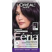 Feria Multi-Faceted Shimmering Permanent Hair Color, 521 Cool Amethyst, Pack of 1 Hair Dye Kit