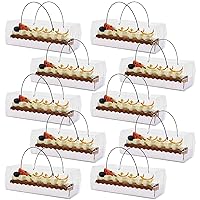 Aliyaduo 10 Pcs Clear Bakery Cake Boxes 10.8X4.3X3.8inch Pastry Dessert Cookies Gift Boxes with Handle and Paperboard for Bakery Cupcakes Candy,Suitable for Birthday Wedding Mother's Day Baby Shower