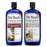Dr Teal's Foaming Bath Variety Gift Set (2 Pack, 34oz Ea) - Soften & Moisturize Shea Butter & Almond Oil, Nourish & Protect Coconut Oil - Essential Oils Blended with Pure Epsom Salt - at Home Spa Kit
