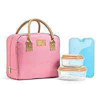 Fit & Fresh Lunch Bag For Women, Insulated Womens Lunch Bag For Work, Leakproof & Stain-Resistant Large Lunch Box For Women With Containers, Zipper Closure Bloomington Lunch Bag, Dusty Rose