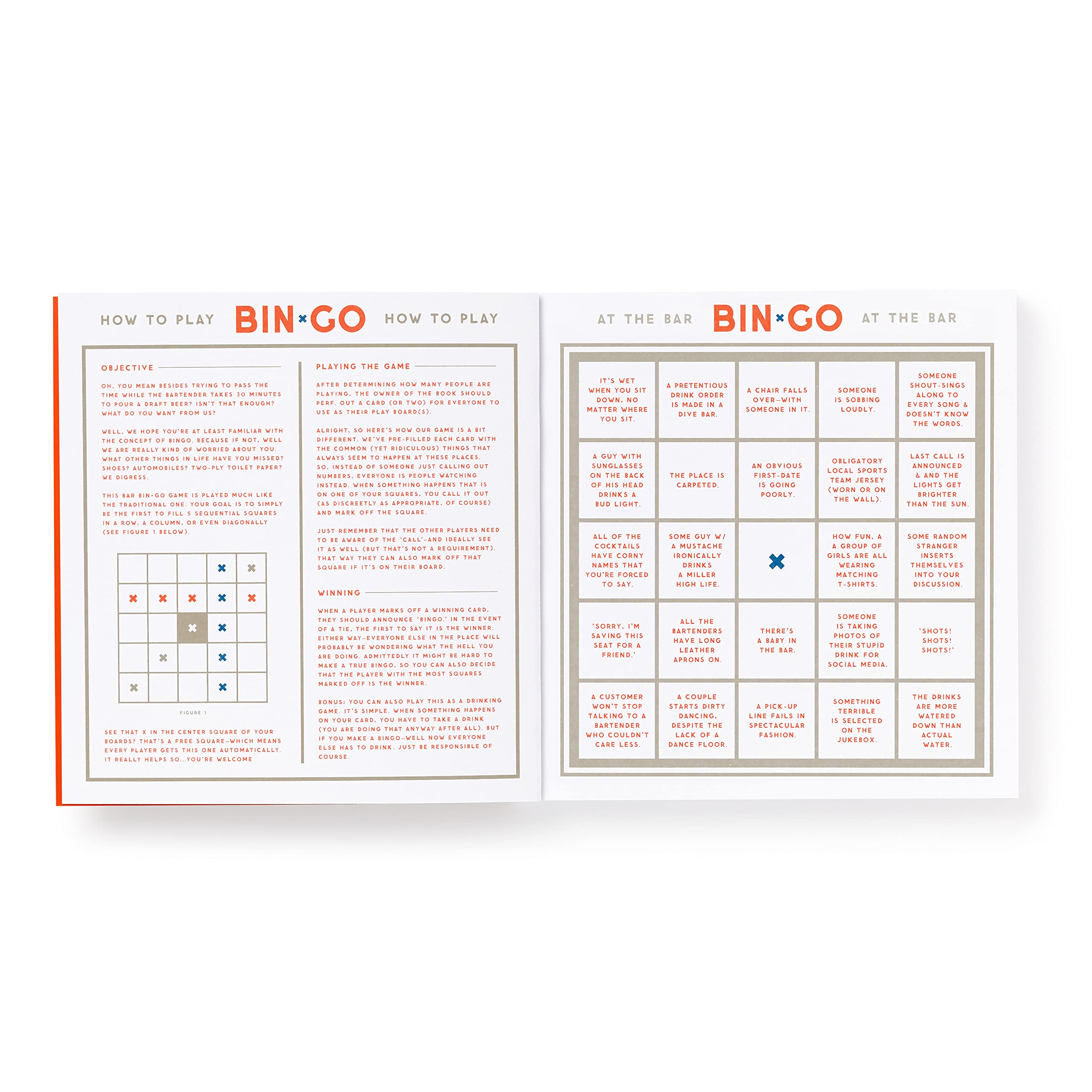 Brass Monkey Bin-go Get A Few Drinks – Game Book with Perforated People-Watching Bingo Cards for Bars and Restaurants
