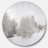 Snow Frosted Trees-Landscape Circle MT7231-C23-Disc of 23 inch, 23 x 23, White