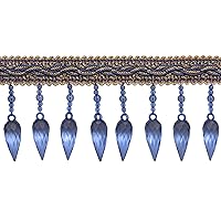 NAVY BLUE TAUPE BAROQUE COLL. 3 inch BEADED FRINGE Style# B78B Color: NAVY TAUPE - 581 (Sold by The Yard)