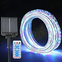 32.8ft Solar LED Strip Lamp IP65 Waterproof Flexible Neon Lamp, RGB Led Lamp with Remote Control, Used for Outdoor Stairs Balcony Fence Courtyard Decoration