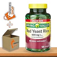 Spring Valley Red Rice Yeast 600mg, Red Yeast Rice Powder (Monascus purpureus), Dietary Supplement, Gluten Free, Capsules for Adults + Includes Venancio’sFridge Sticker (120 Count)