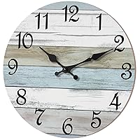 Wall Clock - 18 Inch Larger Silent Non Ticking Wall Clocks Battery Operated, Wooden Rustic Farmhouse Clock Decorative for Living Room, Kitchen (Blue)
