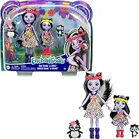 Mattel Enchantimals Sage Skunk & Sabella Skunk Sister Dolls (6-in & 4-in) & 2 Animal Figures, Removable Skirt and Accessories, Great Gift for Kids Ages 3Y+