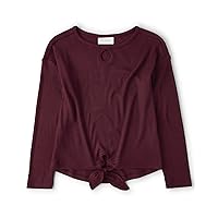 Girls' Long Sleeve Knit Tie Front Top