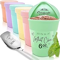 Portion Control Ice Cream Containers for Homemade Ice Cream (6 oz. Each, 6 Pack), Airtight Food Storage Containers with Lids, Single Serving Mini Freezer Cups for Adults and Kids, Snack Size
