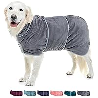 Luxurious Dog Robe Towel – Double Layer Dog Bathrobe – Fast Drying Dog Bath Towel Robe – Super Absorbent & Ultra Soft Wearable Dog Towels for Drying Dogs (S, Grey)