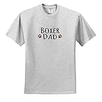 3dRose InspirationzStore Pet Designs - Boxer Dog Dad - Doggie by Breed - Brown Muddy paw Prints Love - Doggy Lover - Proud pet Owner - Adult Birch-Gray-T-Shirt Large (ts_153872_20)