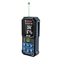 BOSCH GLM165-27CGL 165 Ft Blaze Green-Beam Laser Distance Measure with 3.7V Lithium-Ion 1.0 Ah Battery, Includes 1.0 Ah 3.7V Lithium-Ion Battery, Belt Clip, & Pouch
