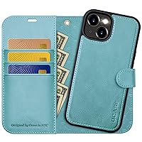 OCASE for iPhone 15 Detachable Wallet Case with Card Holder, [2 in 1] PU Leather Flip Folio Case with RFID Blocking Magnetic Stand Removable Shockproof Phone Cover 6.1 Inch, Mint Green