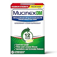 Mucinex Cough Suppressant and Expectorant, DM Maximum Strength 12 Hr Relief Tablets, 42ct, 1200 mg, Thins & loosens Mucus That Causes Chest Congestion