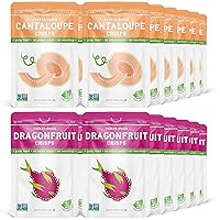 Nature's Turn Freeze-Dried Fruit Snacks, Cantaloupe and Dragon Fruit Crisps, Pack of 24 (0.53 oz Each)
