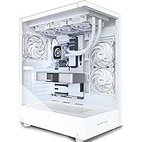 MUSETEX PC CASE ATX 3 Non-LED Fans Pre-Installed, Type-C Mid Tower Computer Case with Full View Dual Tempered Glass, Gaming PC Case,White(K2)