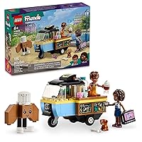 Friends Mobile Bakery Food Cart Playset, Cooking Toy for Pretend Play, Small Gift for Kids, Girls and Boys Ages 6 and Up with Aliya and Jules Mini-Dolls, Aira Dog Figure and Food Toys, 42606