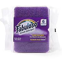 Fabuloso Scratch-Free Reusable Sponges | Tough on Stuck-on Messes & Gentle on Cookware | Bold Cleaning Sponge for Kitchen Dishes & Surfaces, Purple, 6 Count