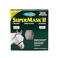 Farnam SuperMask II Fly Mask Without Ears for Larger Horses, Full Face Coverage and Eye Protection from Insect Pests, Structured Classic Styling Mesh with Plush Trim, XL Size