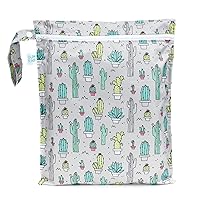 Bumkins Waterproof Wet Bag, Washable, Reusable for Travel, Beach, Pool, Stroller, Diapers, Dirty Gym Clothes, Wet Swimsuits, Toiletries, 12x14, Cactus