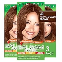Clairol Balsam Permanent Hair Dye, 43 Medium Golden Brown Hair Color, Pack of 3