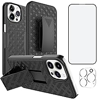 Ailiber Compatible with iPhone 15 Pro Max Case, iPhone 15 Pro Max Holster Case with Screen Protector, Swivel Belt Clip Kickstand, Slim Full Body Shockproof Phone Cover for iPhone15 Max Pro 6.7