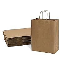 Prime Line Packaging 10x5x13 25 Pack Brown Paper Gift Bags with Handles, Medium Gift Bags for Boutiques, Small Business, Retail, Birthday, Favor Bulk