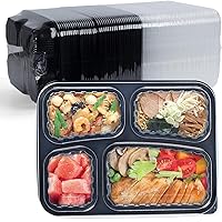 Meal Prep Container, 4 Compartment 40 Pack 34oz - Reusable Bento Boxes for Food Storage and Portion Control - To Go Containers for Meal Planning - BPA Free Microwave and Freezer Safe