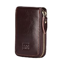 Vintage Full Top Grain Leather Wallet RFID Blocking Multi Card Case with Zipper Pocket Card Holder for Men Women Gift Box