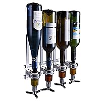 4 Bottle Wall Mounted Liquor Dispenser Bar Butler Bracket Solo Optic Spirit Wine Beer Alcohol Bottle Beverage Stand Revolving Nozzle Drinkware Set