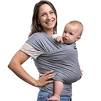 CuddleBug Baby Wrap - Hands-Free Baby Carrier Wrap - Soft & Stretchy Baby Wraps Carrier - Baby Carrier Newborn to Toddler 7-35 lbs - One-Size-Fits-All Baby Holder Wrap - Hip-Healthy Wrap (Gray)