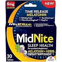 MidNite Time Release Drug-Free Sleep Aid, 6mg Melatonin Plus Herbs, 30 Tablets