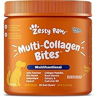 Multi Collagen Soft Chews for Dogs - for Hip, Joint & Cartilage Support + Skin Health - with Collagen - Plus Eggshell Membrane, Vitamin C & Hyaluronic Acid - 90 Count