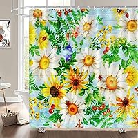 White Chrysanthemum Pictures Landscape Shower Curtain Nature Scene View Scenic Nature Picture Art Paintings Effect Print, 72