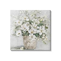 Stupell Industries Farmhouse Poppies Floral Blossom Bouquet Country Bucket, Designed by Sally Swatland Canvas Wall Art, 17 x 17, Off- White