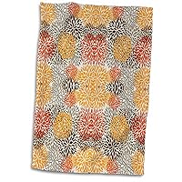 3D Rose Textured Look of Brown Orange n Gray Floral TWL_62554_1 Towel, 15