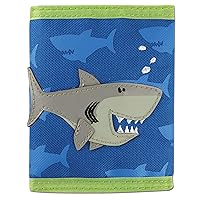 Stephen Joseph, Kids Unisex Wallet, Toddler Wallet for Boys and Girls with Applique Designs, Screen Printed Wallet with Zippered Coin Pocket, Shark