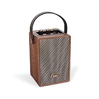 Andle Vintage Retro Bluetooth Speaker with Vegan Leather Handle | Portable Speaker with Smartphone Connection | USB & AUX Input | Stylish Brown Wood Exterior